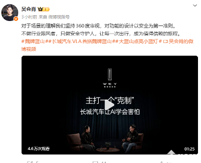 长城汽车高管称功能设计以安全为准则：不做行业跟风者