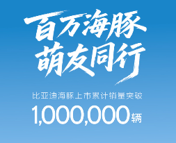 比亚迪海豚累计销量突破100万辆：刷新A0级轿车最快纪录