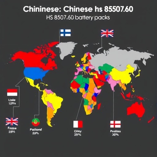 一图看懂各国对中国HS 8507.60电池PACK的进口关税