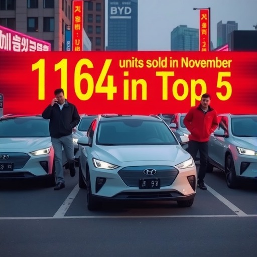 11月比亚迪在韩国市场销量1164辆：首次跻身前五