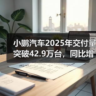 小鹏汽车2025年交付量突破42.9万台，同比增长126%（图1）