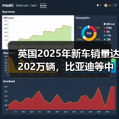 英国2025年新车销量达202万辆，比亚迪等中国车企市占率为9.7%（图2）