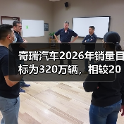 奇瑞汽车2026年销量目标为320万辆,相较2025年增长14.03%(图1) 奇瑞汽车2026年销量目标为320万辆,相较2025年增长14.03%(图1)